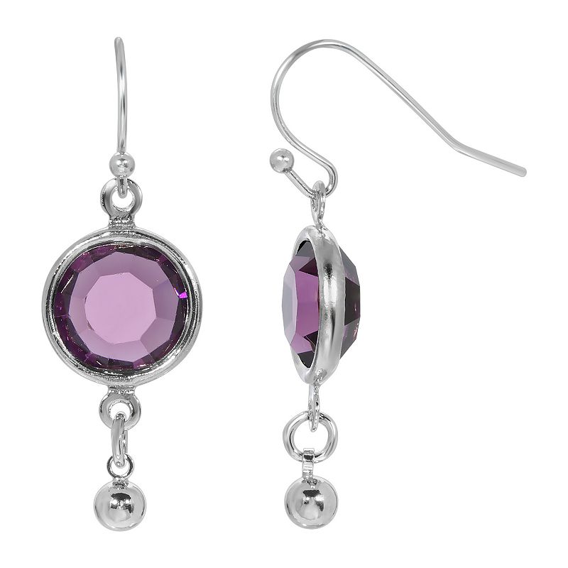 1928 Purple Channel Drop Wire Earrings, Womens