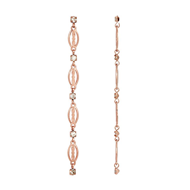 1928 Rose Gold Tone & Simulated Crystal Linear Drop Earrings, Womens, Pink