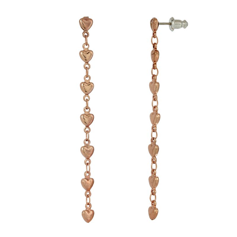1928 Gold Tone Linear Chain Earrings, Womens, Pink