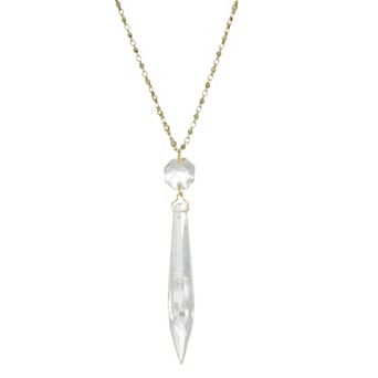 1928 Gold-Tone Simulated Crystal Icicle Necklace
