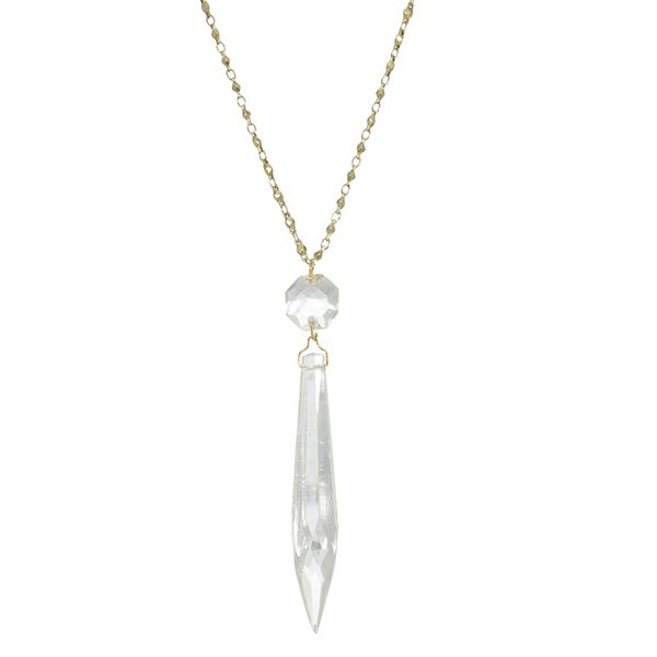 1928 Gold-Tone Simulated Crystal Icicle Necklace