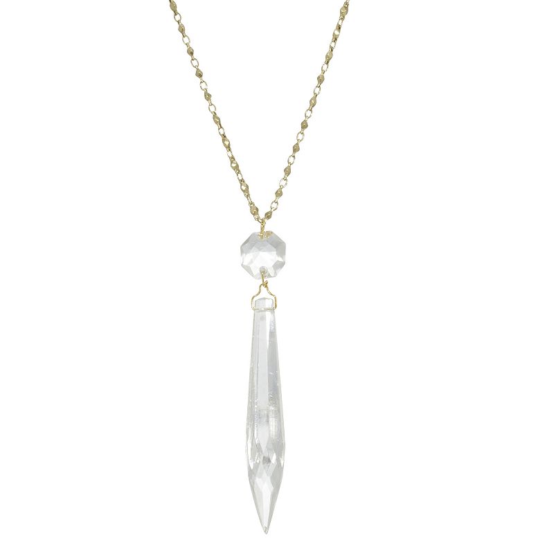 1928 Gold-Tone Simulated Crystal Icicle Necklace, Womens, Yellow