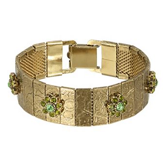 1928 Jet Tone & Blue Flower Bracelet