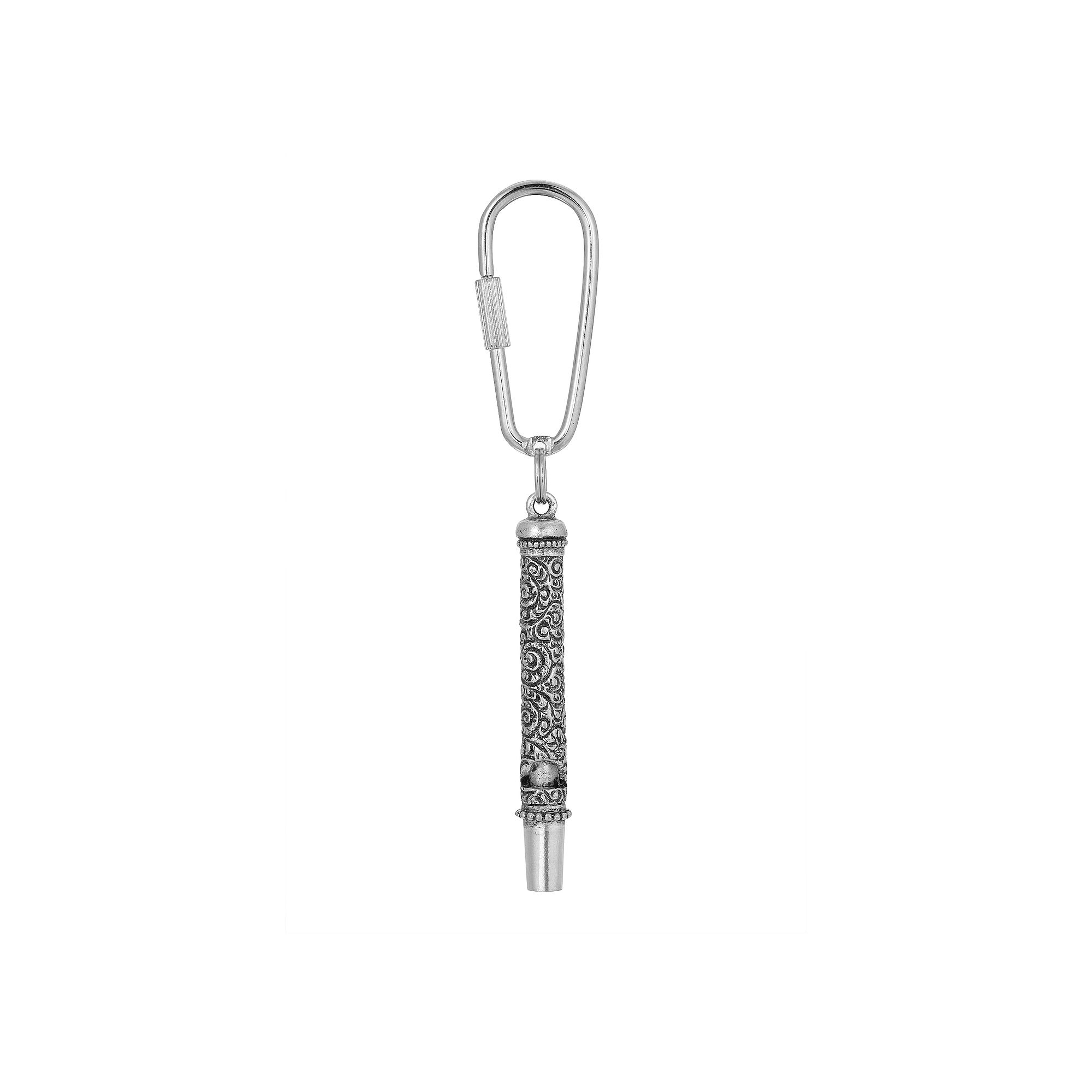 1928 Pewter Whistle Key Fob, Silver Tone