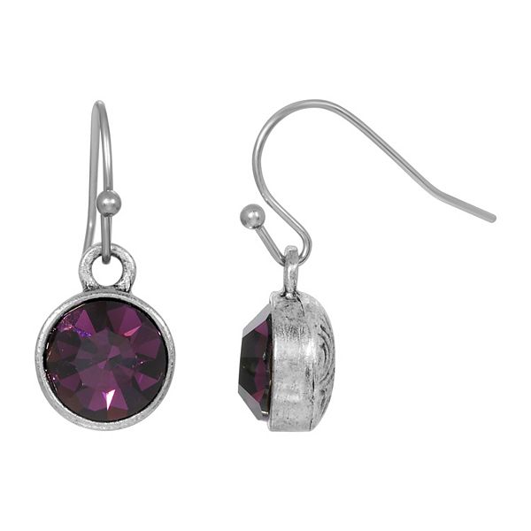 1928 Purple Simulated Crystal Channel Drop Earrings