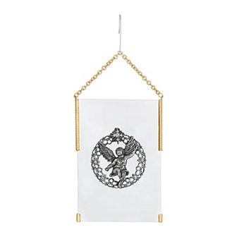 1928 Gold Tone Clear Simulated Crystal Angel Glass Hanging Ornament