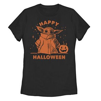 Juniors' Star Wars The Mandalorian The Child Happy Halloween Tee
