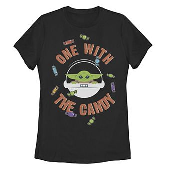 Juniors' Star Wars The Mandalorian Halloween Child Candy Graphic Tee