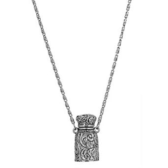 1928 Antiqued Silver-Tone Bottle Pendant Necklace