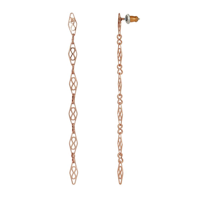 1928 Open Link Chain Linear Drop Earrings, Womens, Pink