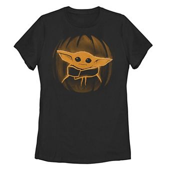 Juniors' Star Wars Mandalorian Halloween Child Pumpkin Graphic Tee