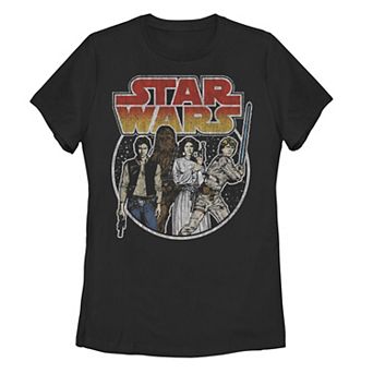 Juniors' Star Wars Rebel Group Vintage Circle Graphic Tee
