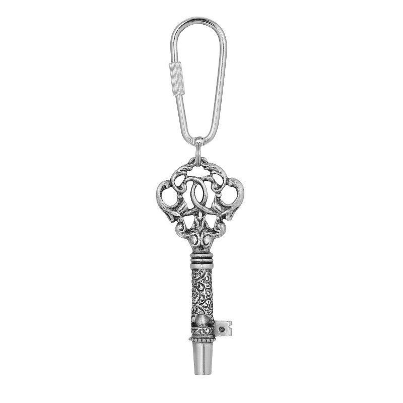 1928 Pewter Key-Shaped Whistle Key Fob, Silver