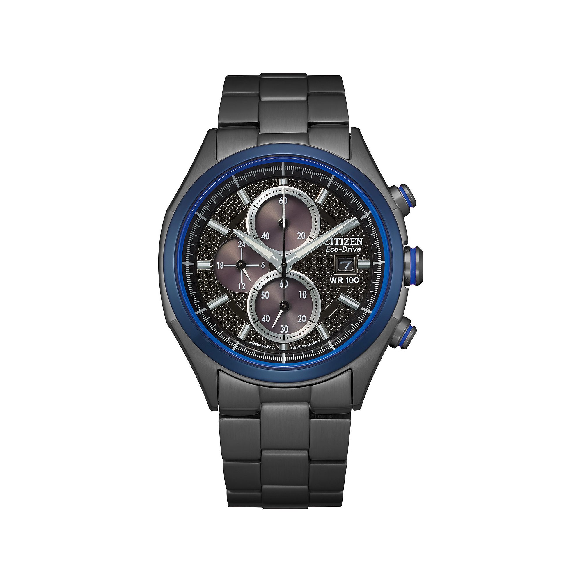 Citizen Eco-Drive Mens Black Dial Chronograph Watch, Size: Large
