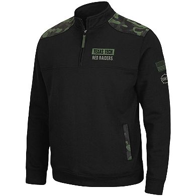 Men's Colosseum Black Texas Tech Red Raiders OHT Military Appreciation Commo Fleece Quarter-Zip Jacket