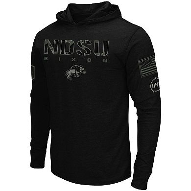 Men's Colosseum Black NDSU Bison OHT Military Appreciation Hoodie Long Sleeve T-Shirt
