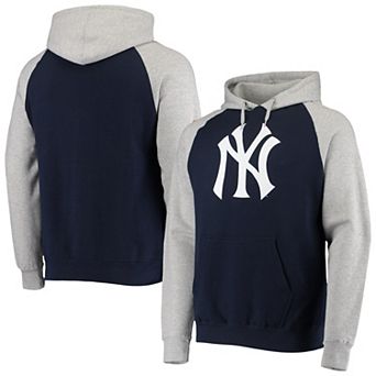 Men's Stitches Heathered Gray/Navy New York Yankees Raglan Pullover Hoodie