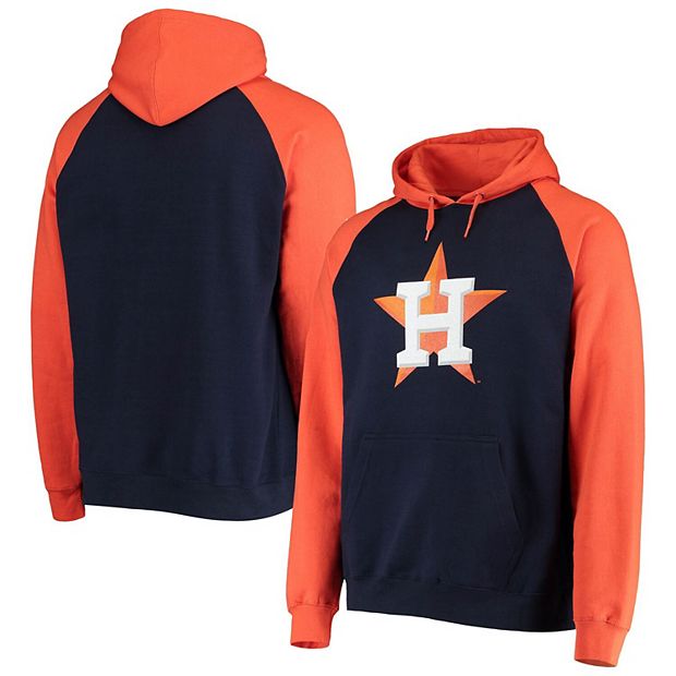 Men's Stitches Navy/Orange Houston Astros Raglan Pullover Hoodie