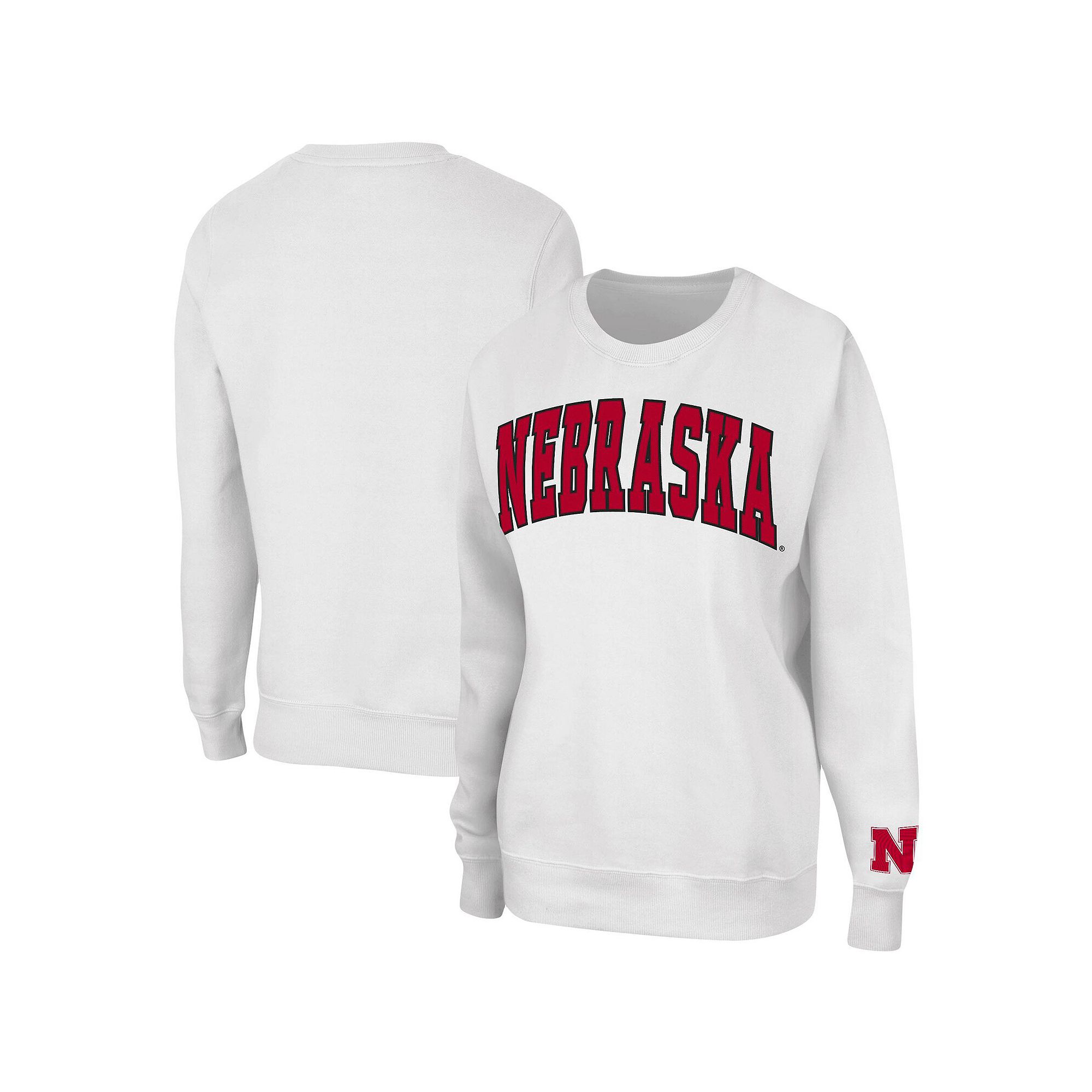 Womens Colosseum White Nebraska Huskers Campanile Pullover Sweatshirt, Siz