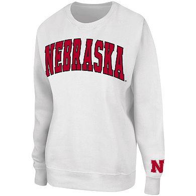 Women's Colosseum White Nebraska Huskers Campanile Pullover Sweatshirt
