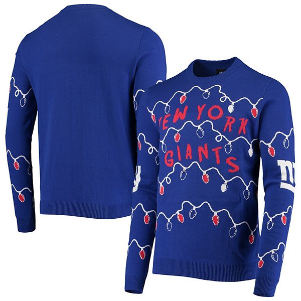 Women's Royal New York Giants Light-Up V-Neck Ugly Sweater