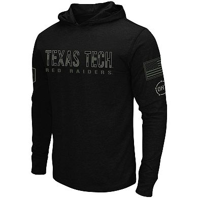 Men's Colosseum Black Texas Tech Red Raiders OHT Military Appreciation Hoodie Long Sleeve T-Shirt