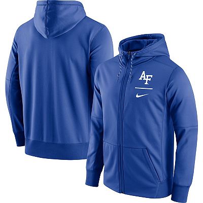 Men s Nike Royal Air Force Falcons Logo Stack Performance Full Zip Hoodie