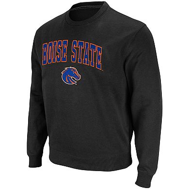 Men's Colosseum Black Boise State Broncos Arch & Logo Tackle Twill Pullover Sweatshirt