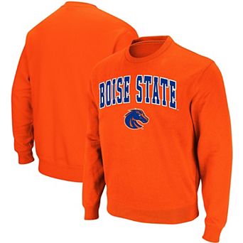 Men's Colosseum Orange Boise State Broncos Arch & Logo Tackle Twill Pullover Sweatshirt