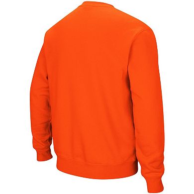 Men's Colosseum Orange Boise State Broncos Arch & Logo Tackle Twill Pullover Sweatshirt