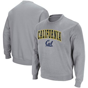 Men's Colosseum Heathered Gray Cal Bears Arch & Logo Tackle Twill Pullover Sweatshirt