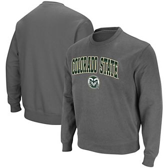 Men's Colosseum Charcoal Colorado State Rams Arch & Logo Tackle Twill Pullover Sweatshirt