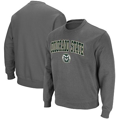 Men's Colosseum Charcoal Colorado State Rams Arch & Logo Tackle Twill Pullover Sweatshirt