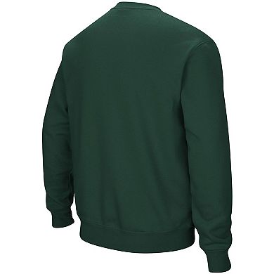 Men's Colosseum Green Colorado State Rams Arch & Logo Tackle Twill Pullover Sweatshirt