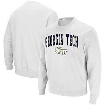 Men's Colosseum White Georgia Tech Yellow Jackets Arch & Logo Tackle Twill Pullover Sweatshirt