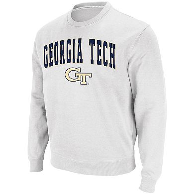 Men's Colosseum White Georgia Tech Yellow Jackets Arch & Logo Tackle Twill Pullover Sweatshirt