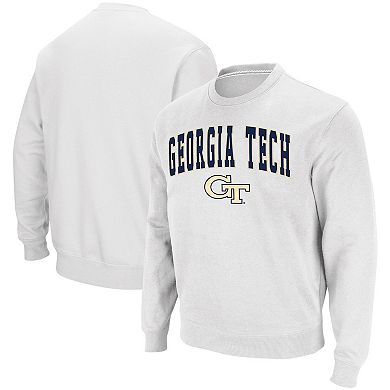 Men's Colosseum White Georgia Tech Yellow Jackets Arch & Logo Tackle Twill Pullover Sweatshirt