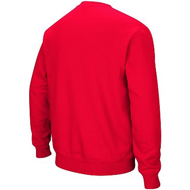 Men's Colosseum Red Gonzaga Bulldogs Arch & Logo Tackle Twill Pullover Sweatshirt