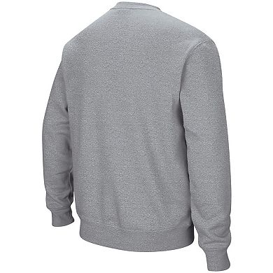 Men's Colosseum Heathered Gray Utah Utes Arch & Logo Tackle Twill Pullover Sweatshirt