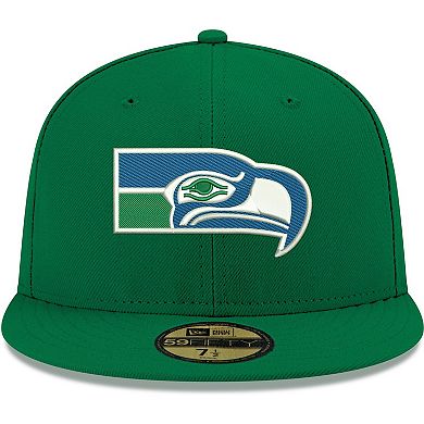 Men's New Era Kelly Green Seattle Seahawks Omaha Throwback 59FIFTY Fitted  Hat