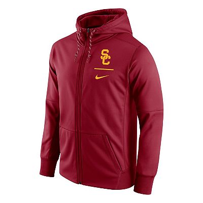 Men s Nike Cardinal USC Trojans Logo Stack Performance Full Zip Hoodie