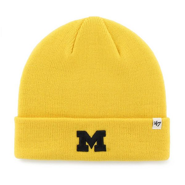 Men's '47 Maize Michigan Wolverines Raised Cuffed Knit Hat