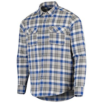Men's Antigua Royal Los Angeles Dodgers Instinct Flannel Button-Up Shirt
