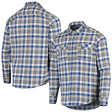 Men's Antigua Royal Los Angeles Dodgers Instinct Flannel Button-Up Shirt