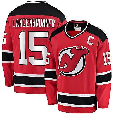 Men's Fanatics Branded Jamie Langenbrunner Red New Jersey Devils Premier Breakaway Retired Player Jersey