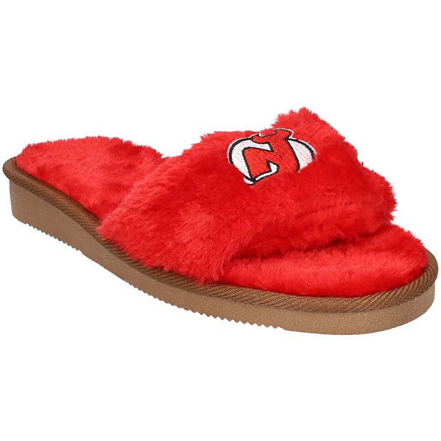 Women s FOCO New Jersey Devils Faux Fur Slide Slippers