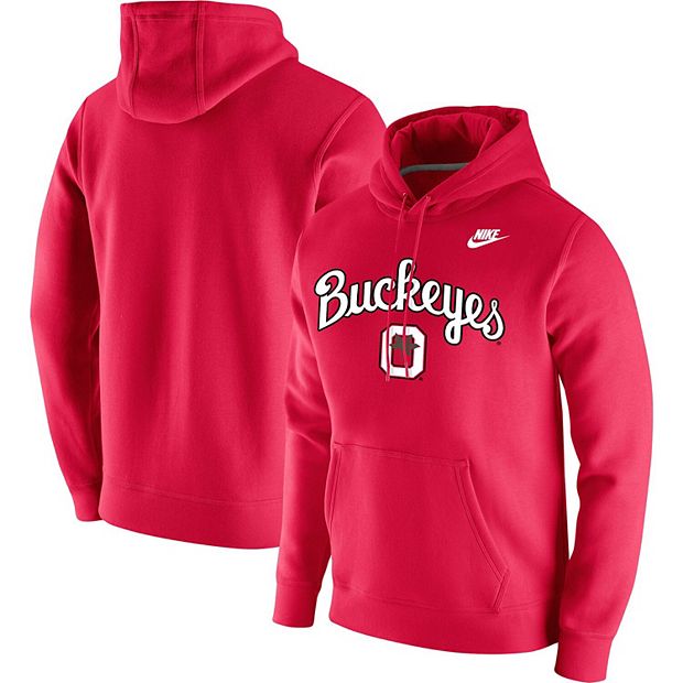 Men s Nike Scarlet Ohio State Buckeyes Script Vintage School Logo Pullover Hoodie