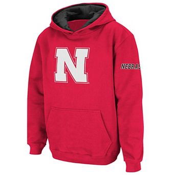 Youth Stadium Athletic Scarlet Nebraska Huskers Big Logo Pullover Hoodie