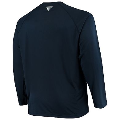 Men's Columbia Navy West Virginia Mountaineers Big & Tall Terminal Tackle Long Sleeve Omni-Shade T-Shirt