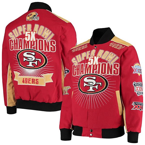 Men's G-III Sports by Carl Banks Scarlet San Francisco 49ers Victory  Formation Commemorative Full-Snap Varsity Jacket